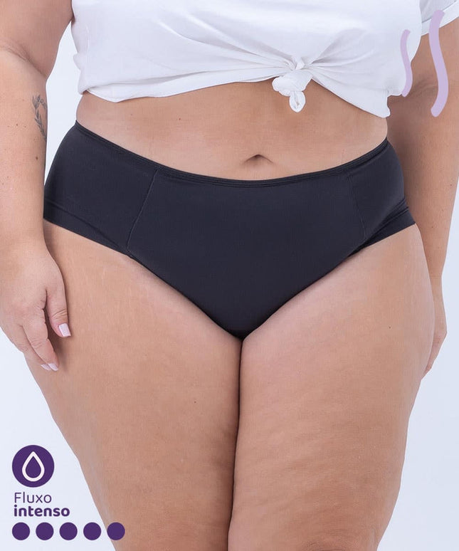 CALZÓN MENSTRUAL Y ABSORBENTE FLUJO ALTO PLUS SIZE NEGRO XL NEGRO