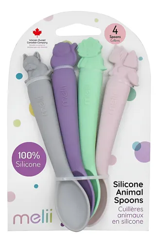 Pack De 4 Cucharas De Silicona Rosa, Morado y Gris