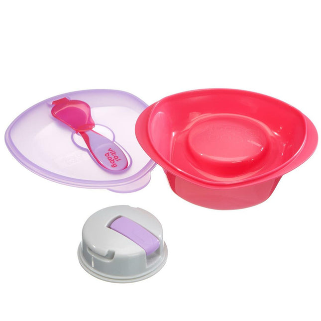 Bowl con base de succión rosado