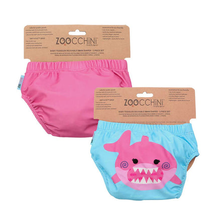 Pack 2 Traje de Baño con Pañal TIBURÓN ROSA (12-24M)