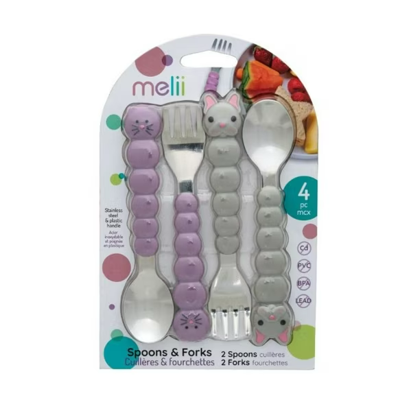 Set De 4 Cubiertos Gato Y Bulldog