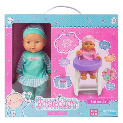 MUÑECAS BABYDOLL BOSTECITOS 30 cm con Silla de Comer