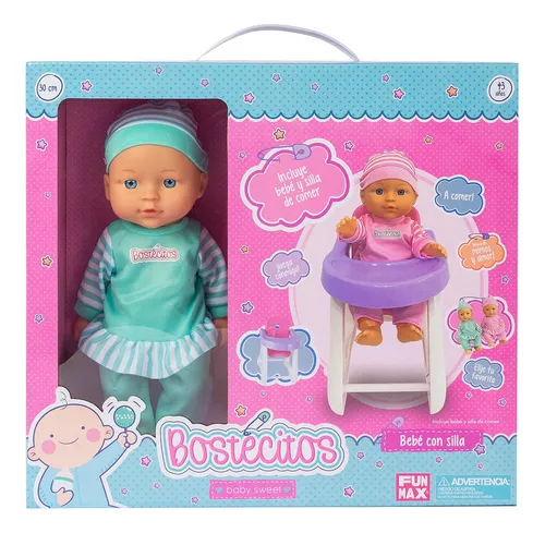 MUÑECAS BABYDOLL BOSTECITOS 30 cm con Silla de Comer
