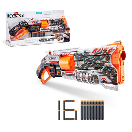 LANZA DARDOS MENACE SKINS LOCK GUN CON 16 DARDOS X-SHOT