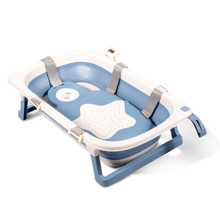 Tina baño para bebes plegable con hamaca y termometro Azul