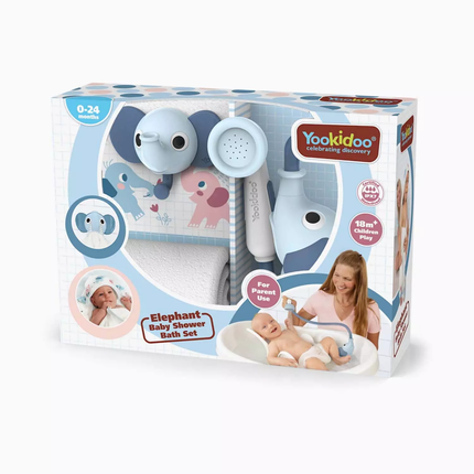 Set de Baño Ducha Elefante y Toalla Azul Yookidoo