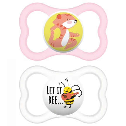 2 CHUPETES AIR 6 MESES+  ROSADO TIGRE