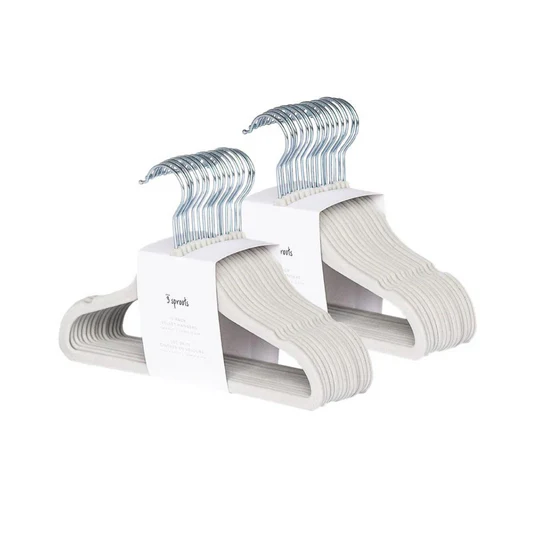 Colgadores Antideslizantes De Terciopelo Gris (Set de 30)