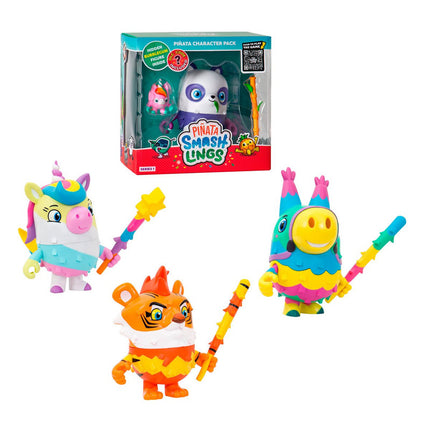 PIÑATA BOX CON FIGURA PIÑATA DE 12 CMS Y 2 FIGURAS PIÑATA SMASHLINGS DE 4 CMS Y ACCESORIOS