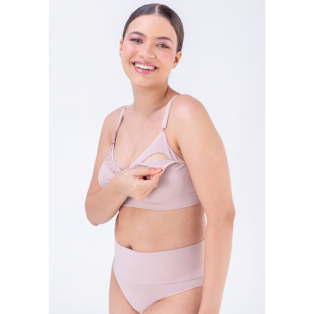 SOSTÉN DE LACTANCIA SIN COSTURAS CON DETALLE ENCAJE PALO ROSA XL PALO ROSA