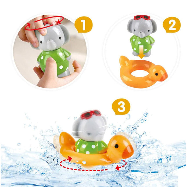 Elefanta nadadora y juguet