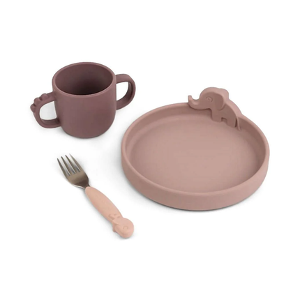 Set primeras comidas Peekaboo Deer Friends Rosa