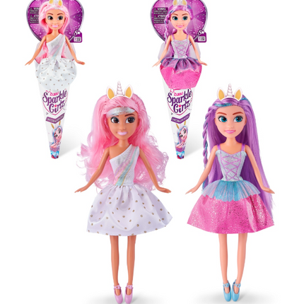 MUÑECA PRINCESA UNICORNIO DE 27 CMS EN CONO SPARKLE GIRLS DE ZURU
