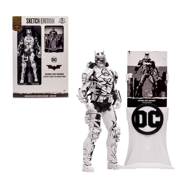 FIGURA DC MULTIVERSE 18 CMS BATMAN HAZMAT SUIT GOL LABEL DE MC FARLANE