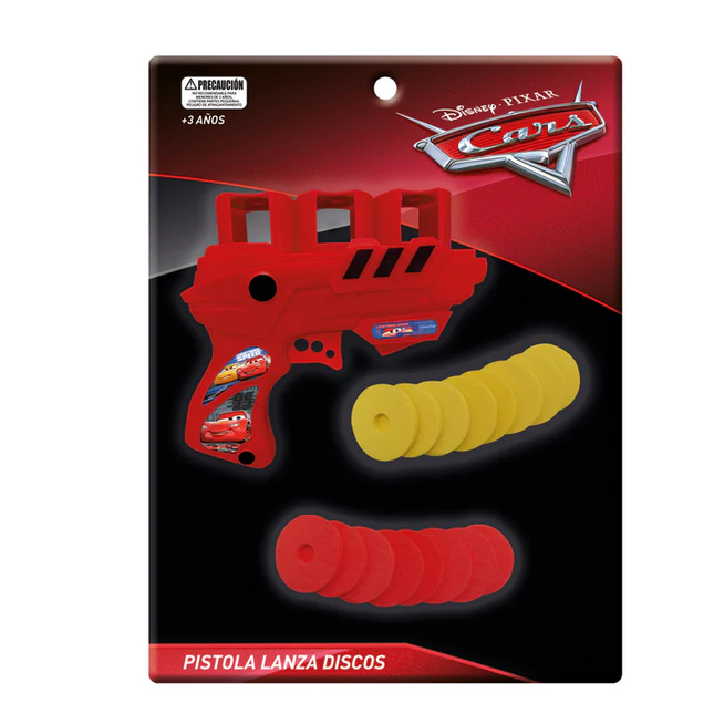 PISTOLA LANZA DISCOS EN BLISTER CARS DISNEY
