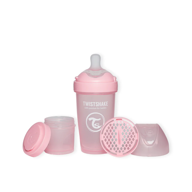 Mamadera Twistshake Double Pro 260ml Rosado Pastel