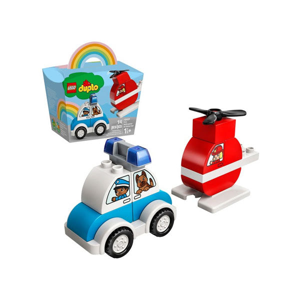 LEGO DUPLO HELICÓPTERO DE BOMBEROS Y AUTO DE POLICÍA