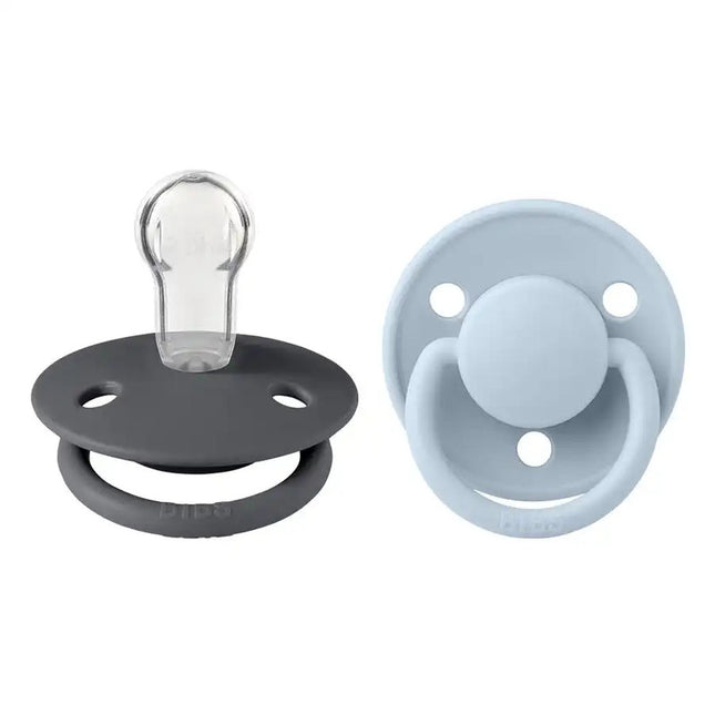 PACK 2 CHUPETES BIBS SILICONA  6-18 MESES IRON/BABY BLUE