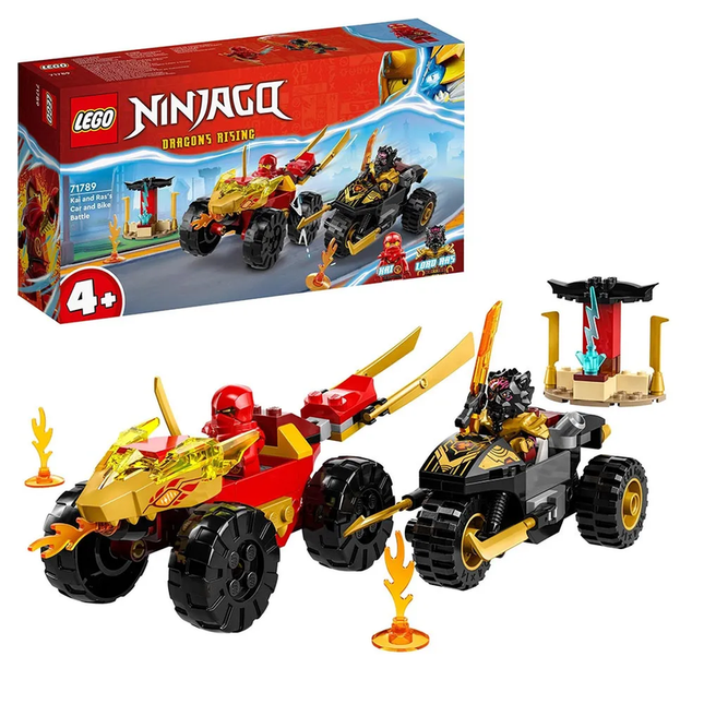 LEGO NINJAGO BATALLA EN AUTO Y MOTO DE KAI Y RAS