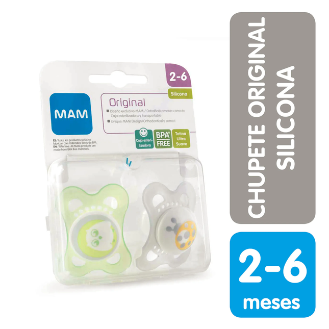 2 Chupetes Silicona  Original 2-6 Meses Verde