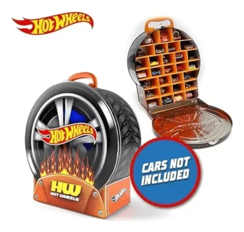 HOT WHEELS CAJA  METALICA PORTAUTOS REDONDO 18 AUTOS