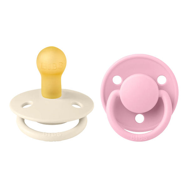 Chupete Bibs De Lux Redondo X2  Talla 1 (0 - 6 meses) Ivory & Baby Pink