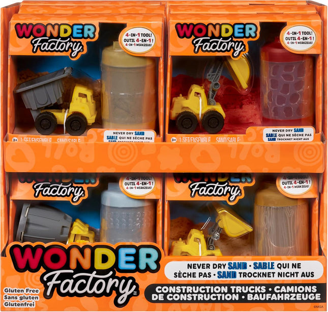 WONDER FACTORY NEVER DRY SAND CONSTRUCTION TRUCKS ASST IN PDQ