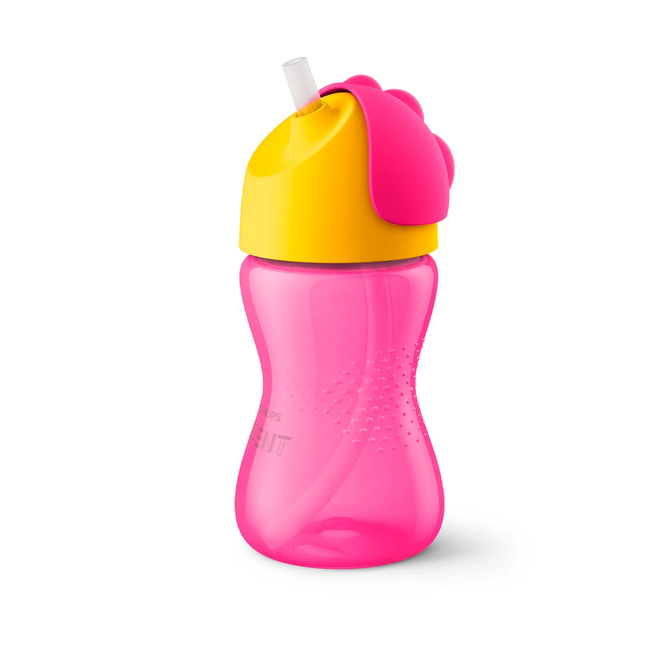Vaso con bombilla rosado 300ml