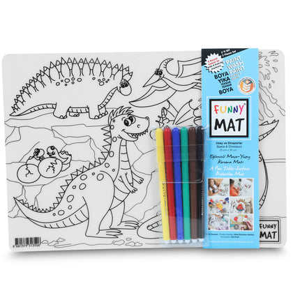 FUNNY MAT ESPACIO & DINOSAURIOS 2 PACK CON 6 ROTULADORES. Transparente 25x35
