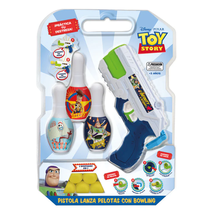 PISTOTLA LANZA PELOTAS C/ BOWLING TOY STORY DISNEY