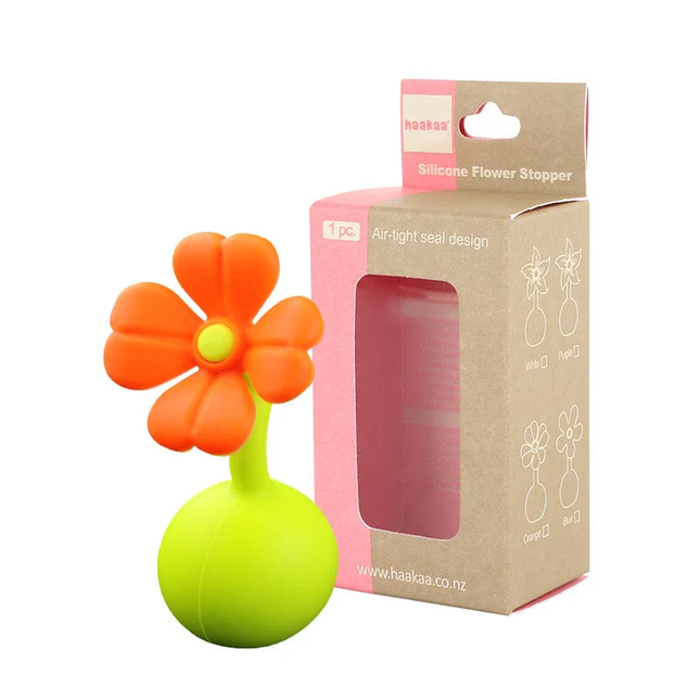 Tapon  de Flor de silicona para recolector de leche materna Haakaa Naranjo