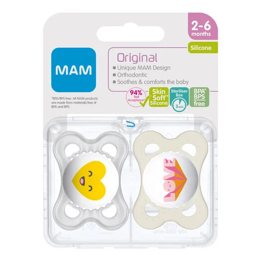 2 Chupetes Silicona  Original  2-6 Meses Crema