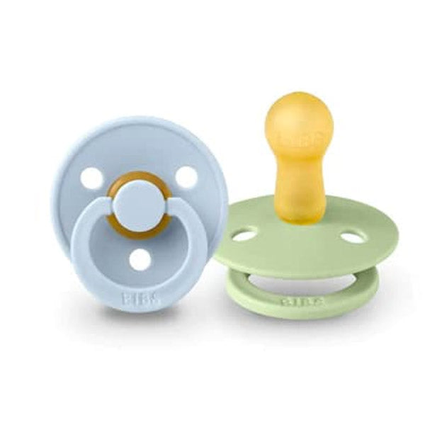 PACK 2 CHUPETES BIBS CAUCHO 6-18 MESES BABY BLUE / PISTACHIO