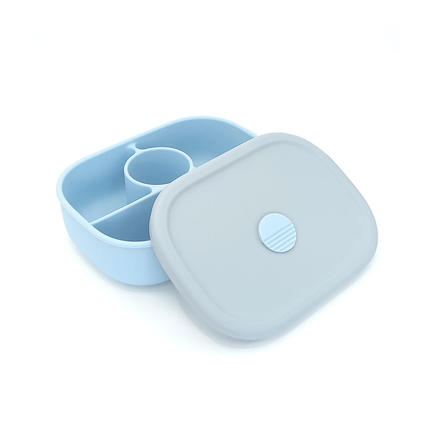 Plato silicona con tapa celeste