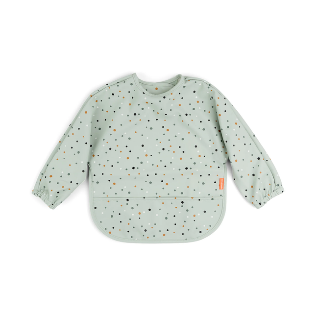 Babero grande con mangas y bolsillo Happy Dots verde 6-18 meses