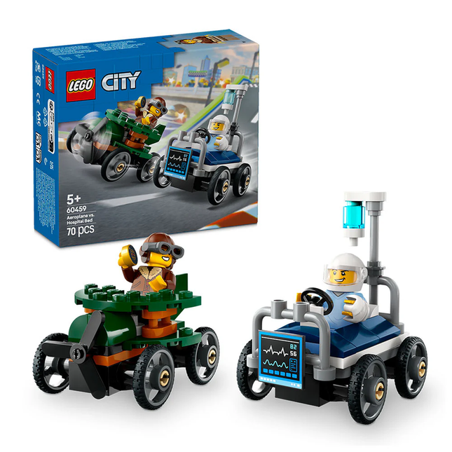 LEGO CITY PACK DE COCHES DE CARRERAS: AVIÓN VS. CAMA DE HOSPITAL