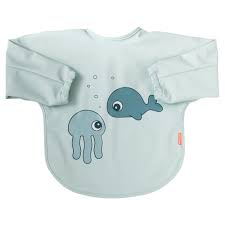 Babero grande con mangas, Sea Friends Azul, 6-18 m.