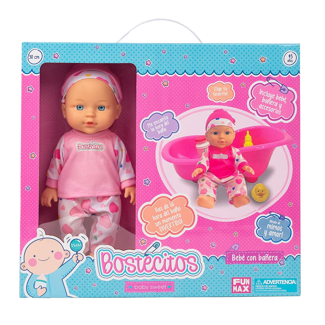 MUÑECAS BABYDOLL BOSTECITOS 30 cm con Bañera