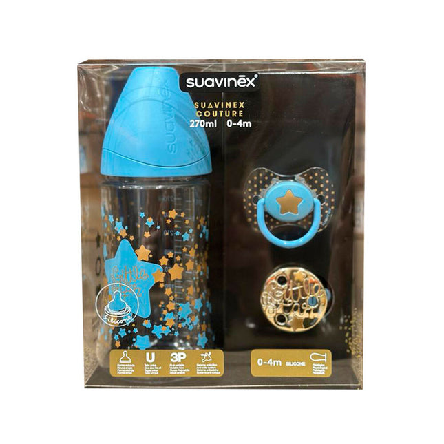 SET MAMADERA+CHUPETE+BROCHE PREMIUM 0/4meses