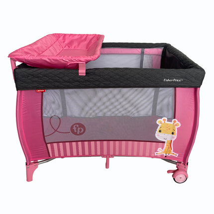 Cuna tipo Pack & Play con mudador y pañalera  ROSA