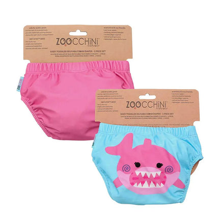 Pack 2 Traje de Baño con Pañal TIBURÓN ROSA (6-12M)