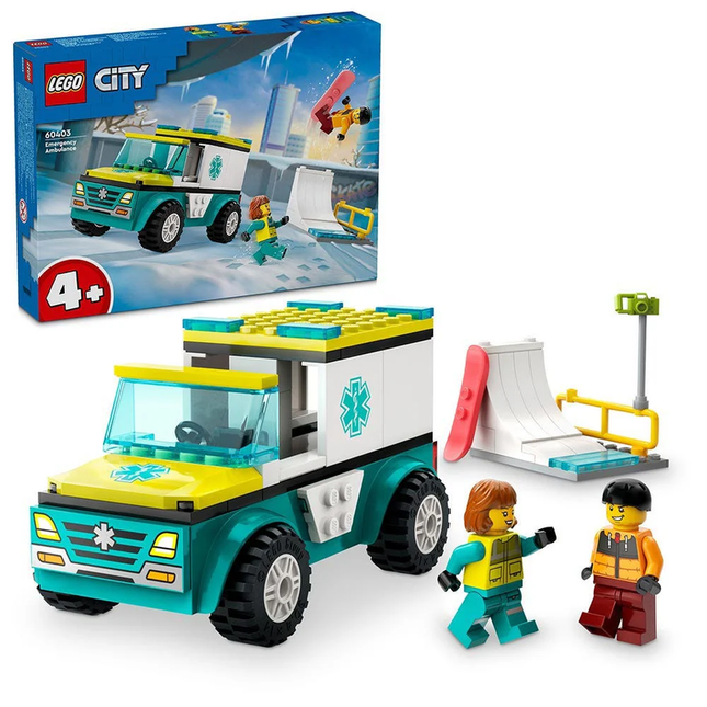 LEGO CITY AMBULANCIA DE EMERGENCIAS Y CHICO DE SNOWBOARD