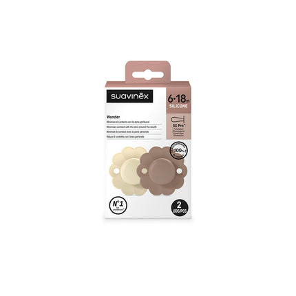 CHUPETE FISIOLÓGICO SILICONA 6/18M 2U WONDER WGRAY/UMBE