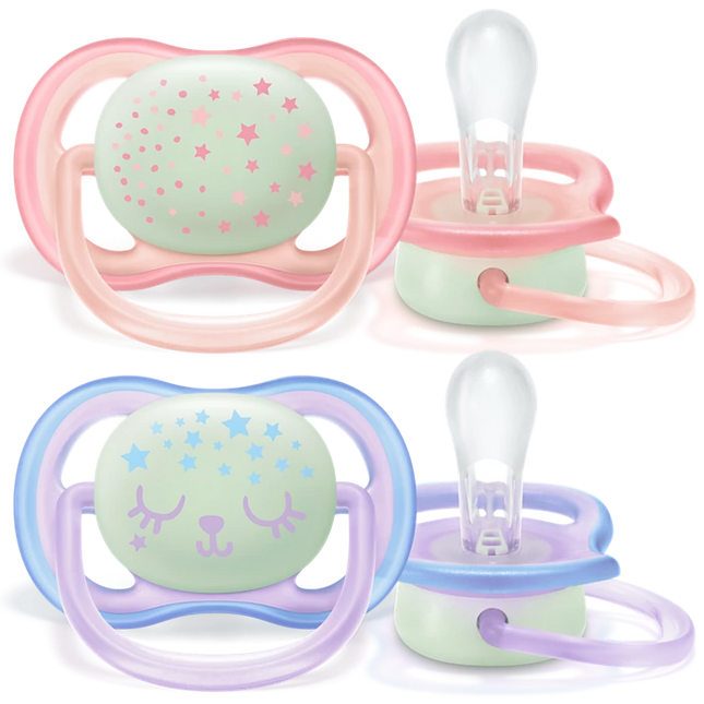 2 Chupetes Nocturnos 0-6 meses Pink