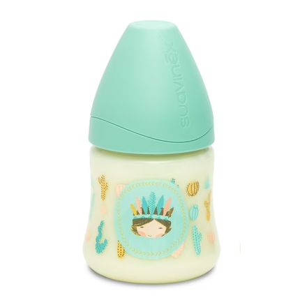 MAMADERA 150ML 3P TETINA REDONDA LATEX INDIO AZUL