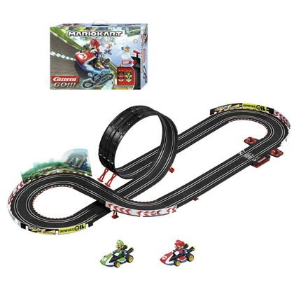 PISTA NINTENDO MARIO KART DE 4,9MTS Y AUTOS ESCALA 1:43 CON CONTADOR VUELTAS Y TRANSFORMADOR