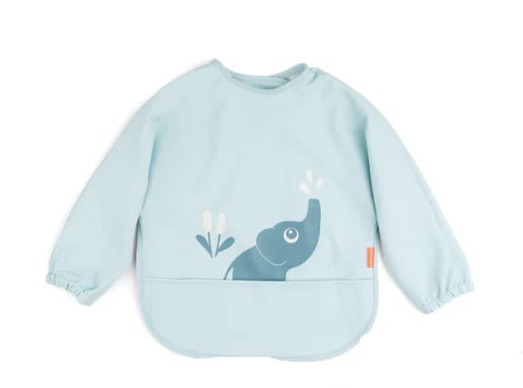 Babero grande con mangas y bolsillo Elphee azul 6-18M