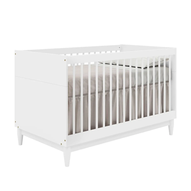 Cuna Mila blanca 130x70cm colchon, convertoble en cama de transicion