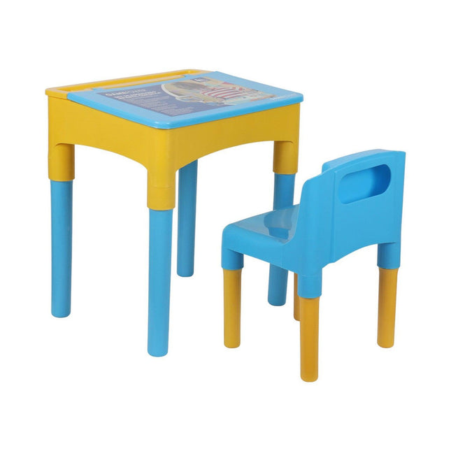 Escritorio y silla para niños Azul Amarillo 53cm alto x 34cm ancho x 47cm largo