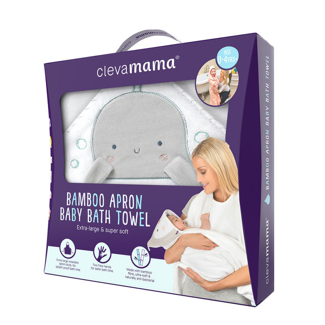 Toalla Bamboo Apron Baby Bath Towel - White & Grey
